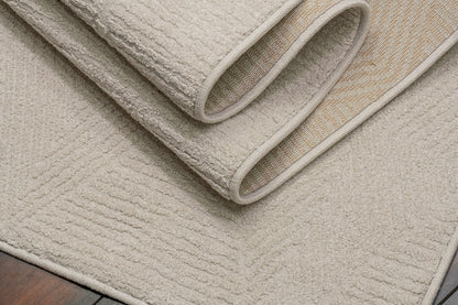 Quin Modern Ivory Geometric High-Low Rug