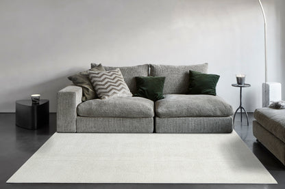 Quin Modern Ivory Geometric High-Low Rug