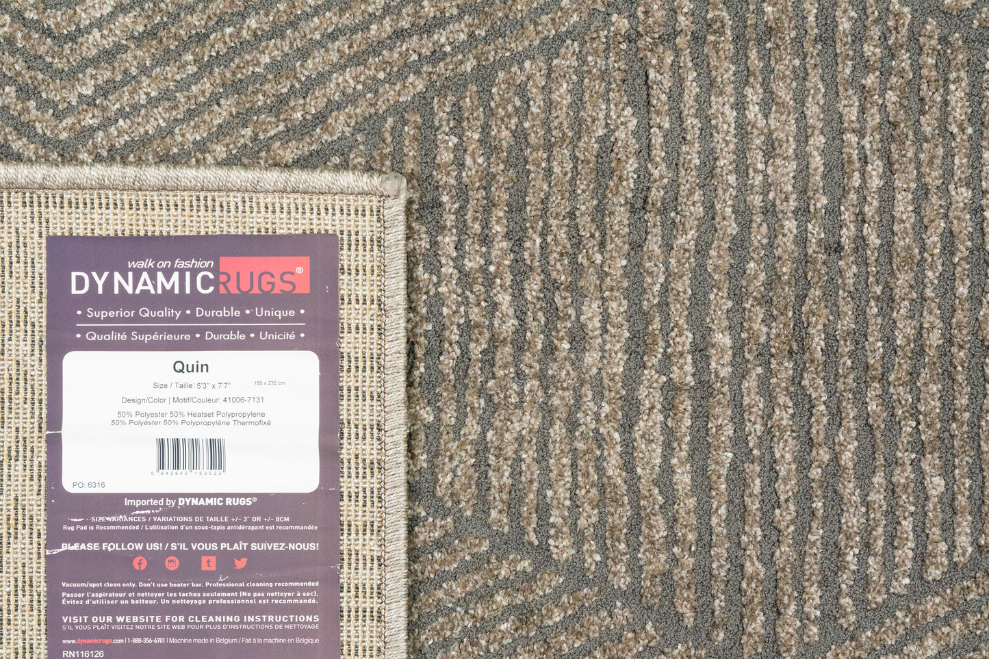 Quin Modern Dark Grey Geometric High-Low Rug