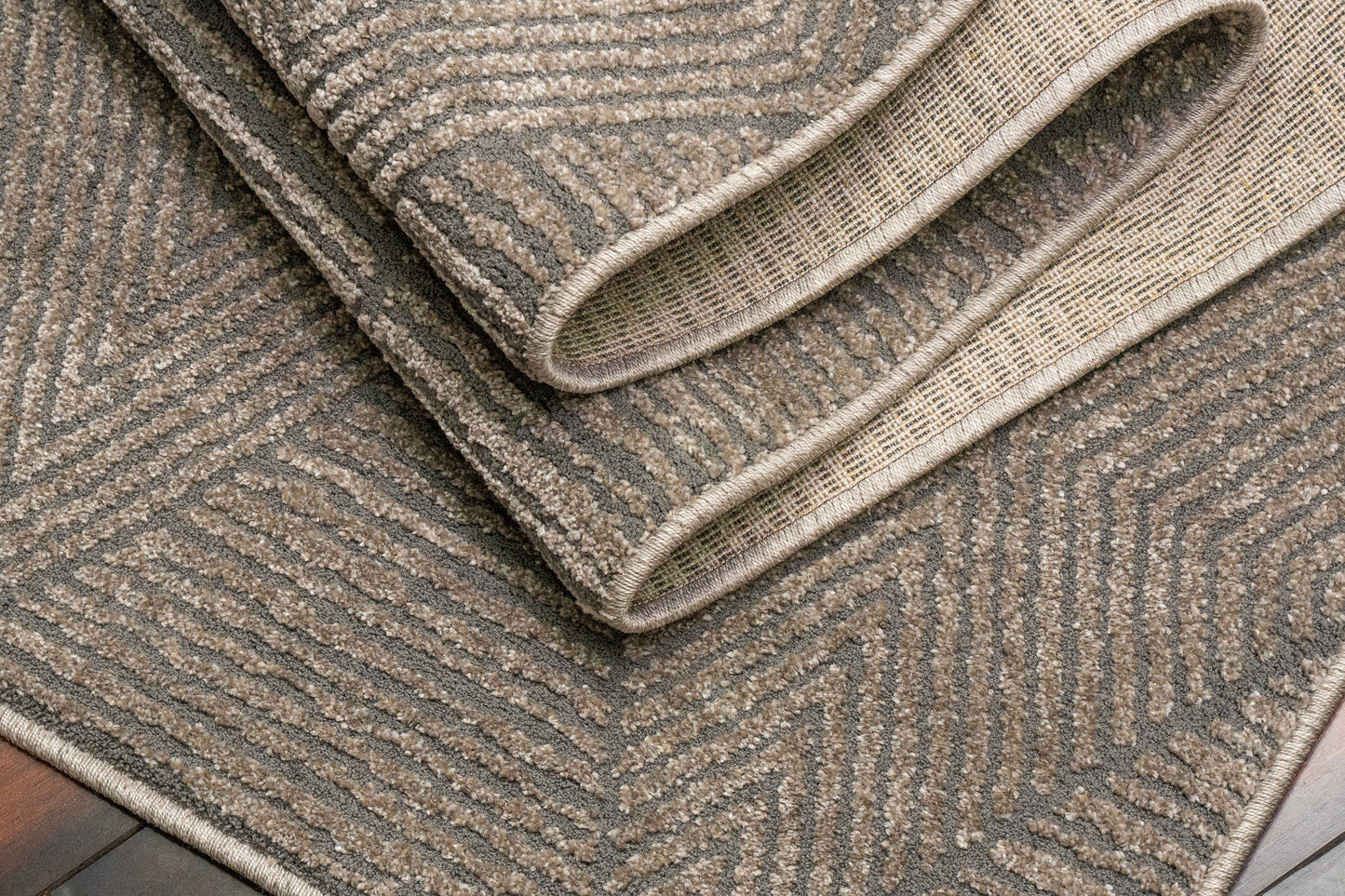 Quin Modern Dark Grey Geometric High-Low Rug