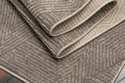 Quin Modern Dark Grey Geometric High-Low Rug