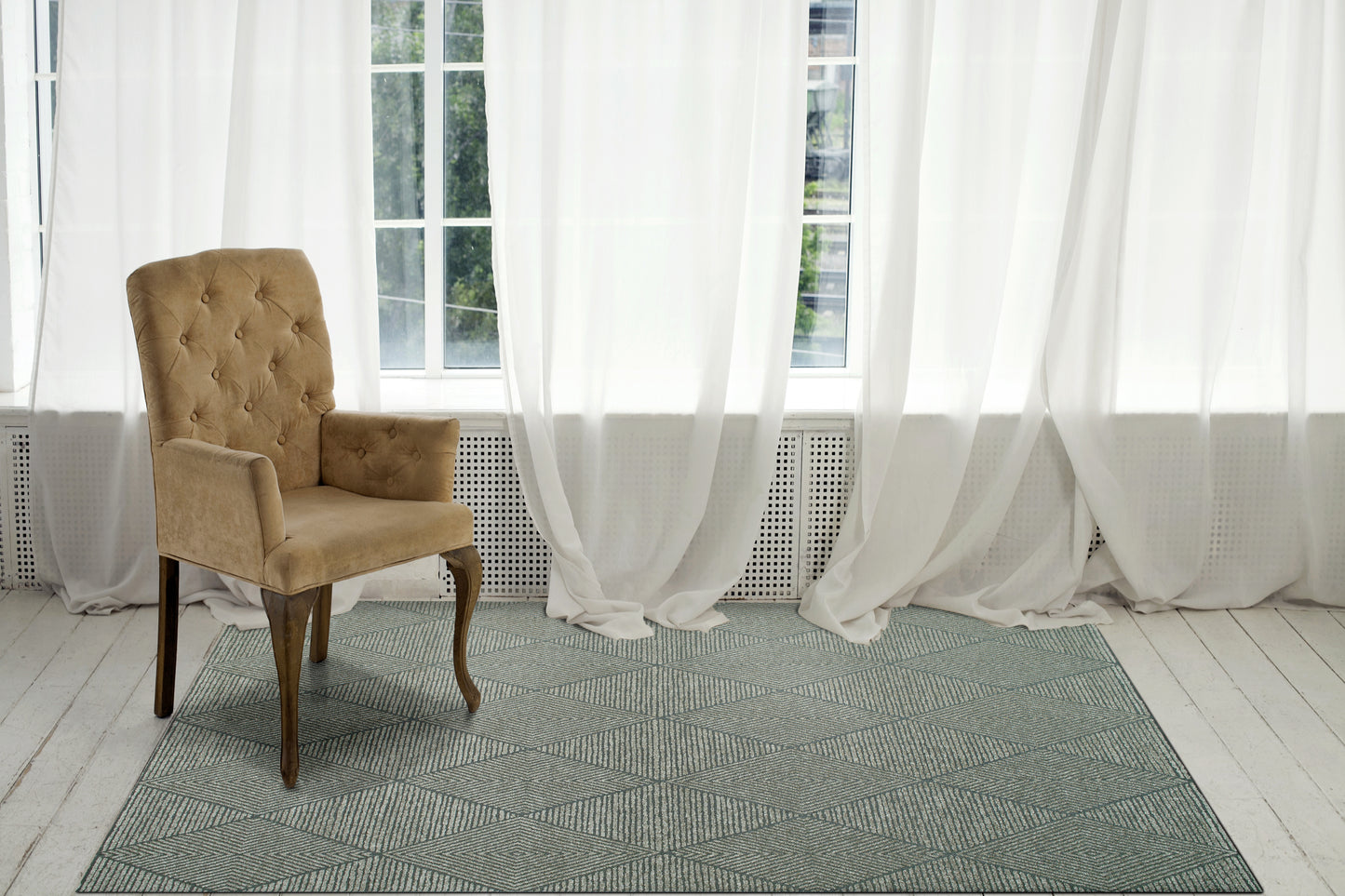 Quin Modern Dark Grey Geometric High-Low Rug