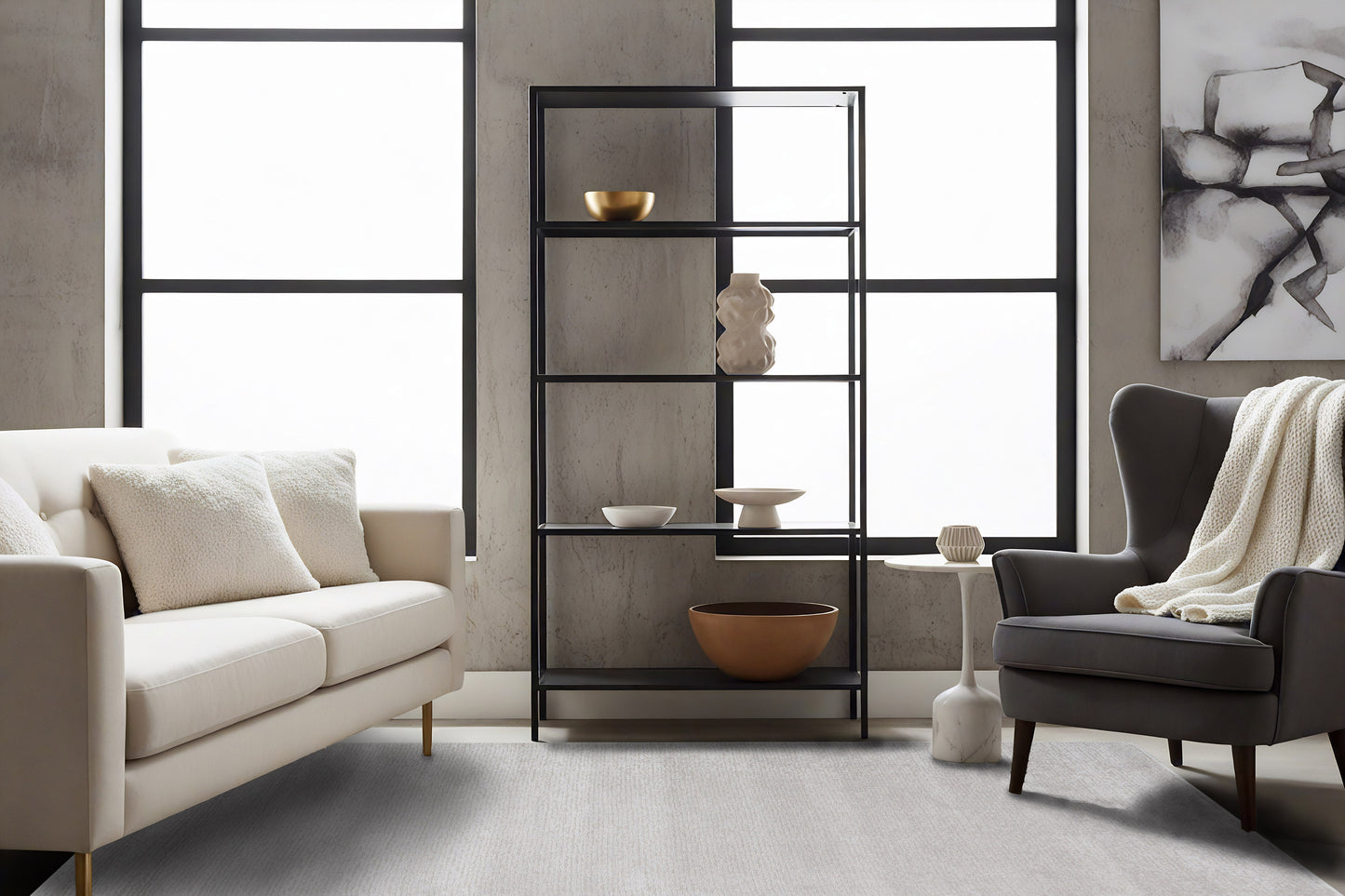 Quin Solid Light Grey Solid Color High-Low Rug