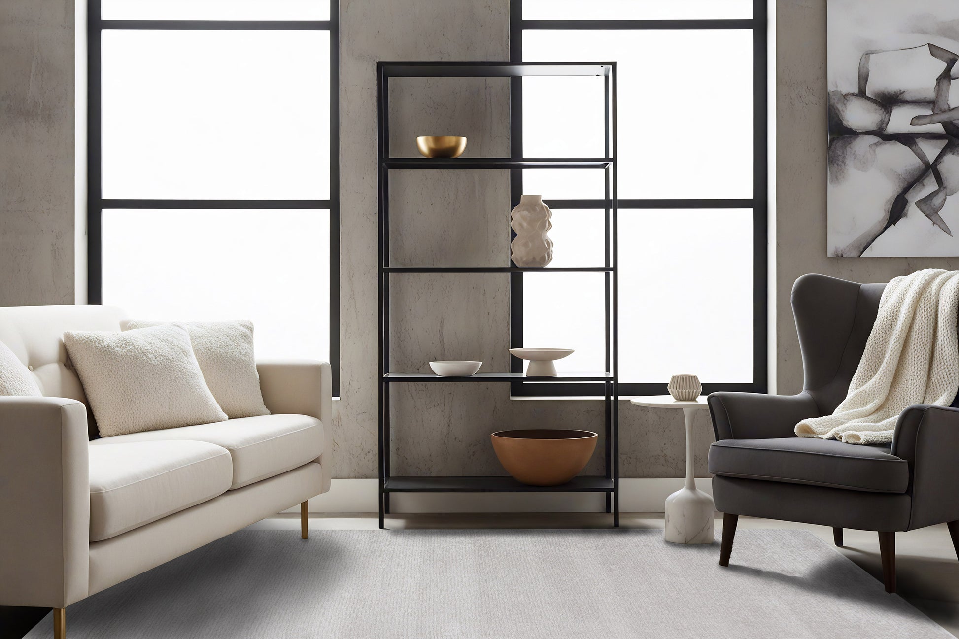 Quin Solid Light Grey Solid Color High-Low Rug