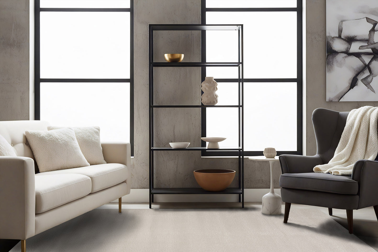 Quin Solid Ivory Solid Color High-Low Rug