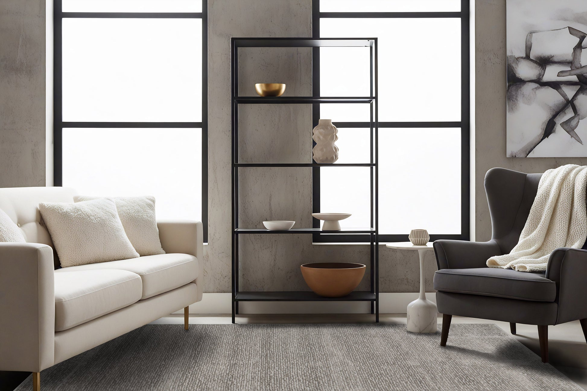Quin Solid Grey Solid Color High-Low Rug
