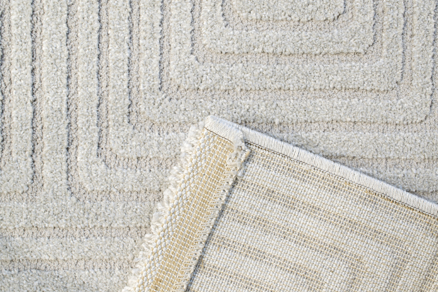 Quin Modern Light Grey Geometric High-Low Rug