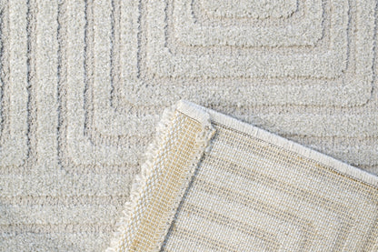 Quin Modern Light Grey Geometric High-Low Rug