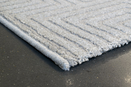 Quin Modern Light Grey Geometric High-Low Rug