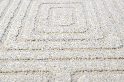 Quin Modern Light Grey Geometric High-Low Rug