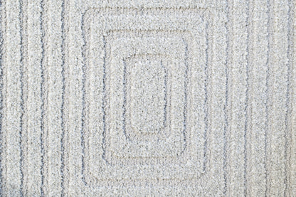 Quin Modern Light Grey Geometric High-Low Rug