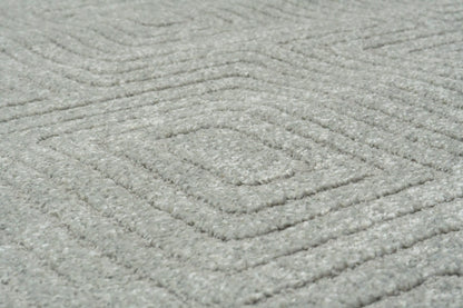 Quin Modern Light Grey Geometric High-Low Rug