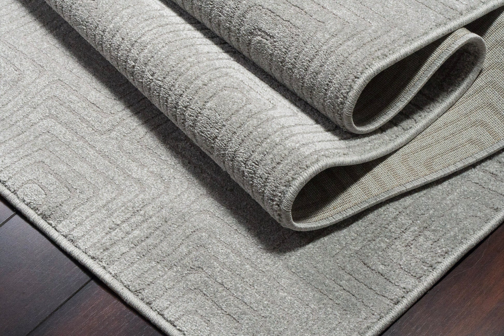 Quin Modern Light Grey Geometric High-Low Rug