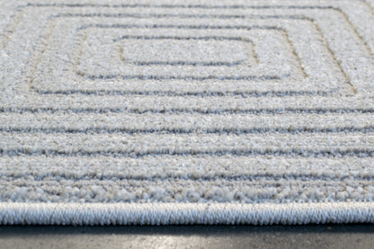 Quin Modern Light Grey Geometric High-Low Rug