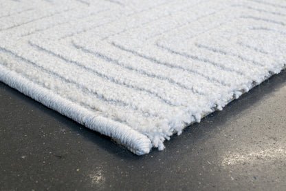 Quin Modern Ivory Geometric High-Low Rug