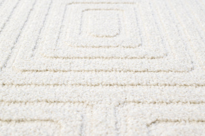 Quin Modern Ivory Geometric High-Low Rug