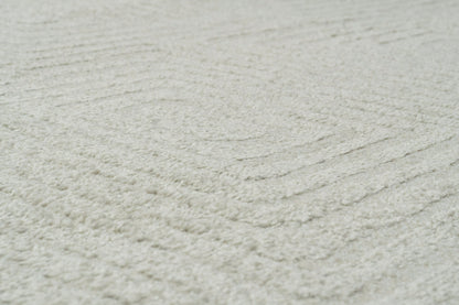 Quin Modern Ivory Geometric High-Low Rug