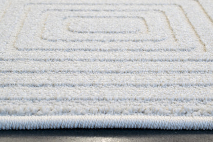 Quin Modern Ivory Geometric High-Low Rug