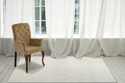 Quin Modern Ivory Geometric High-Low Rug