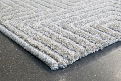 Quin Modern Grey Geometric High-Low Rug