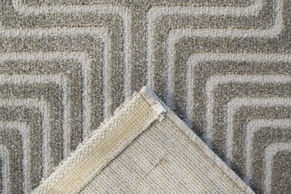 Quin Modern Grey Geometric High-Low Rug