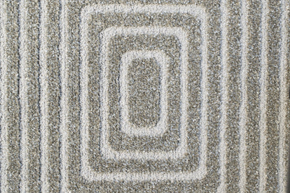 Quin Modern Grey Geometric High-Low Rug