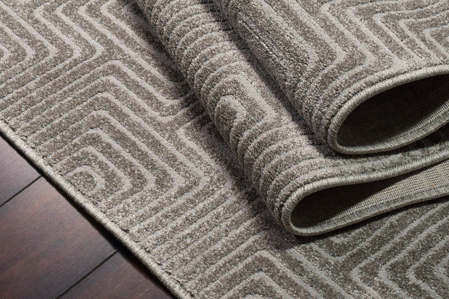 Quin Modern Grey Geometric High-Low Rug