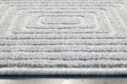Quin Modern Grey Geometric High-Low Rug