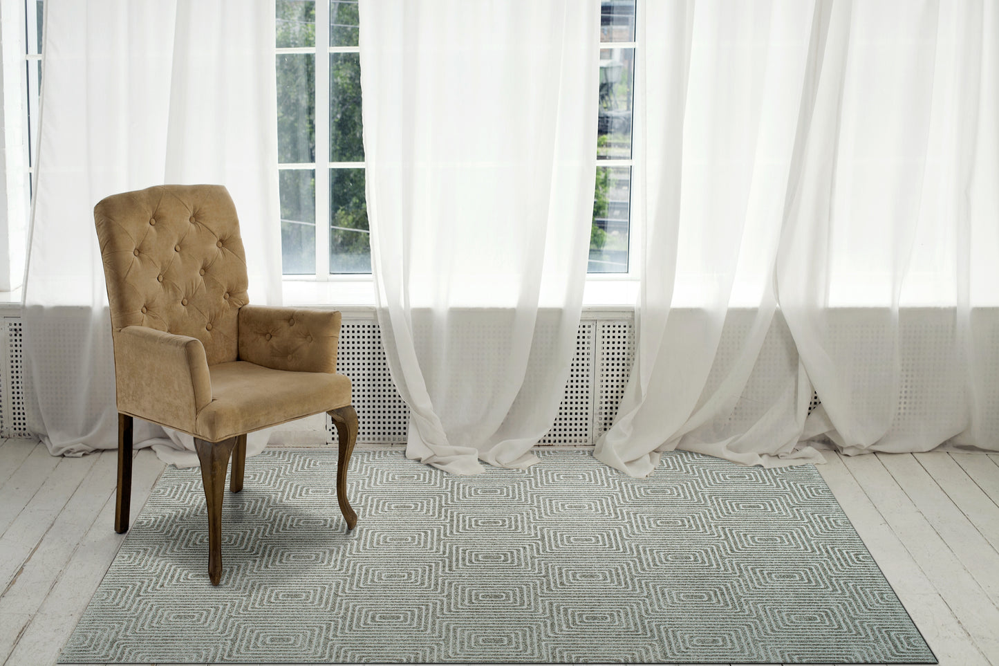 Quin Modern Grey Geometric High-Low Rug