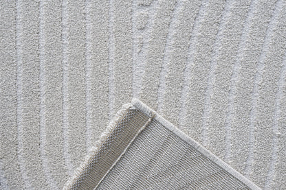 Quin Modern Ivory Geometric High-Low Rug