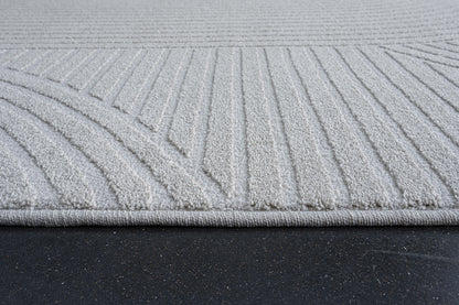Quin Modern Ivory Geometric High-Low Rug