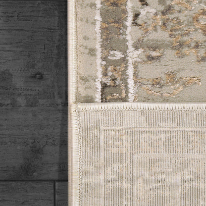 Renaissance Transitional Ivory/Grey/Rust Oriental Medium Pile Rug