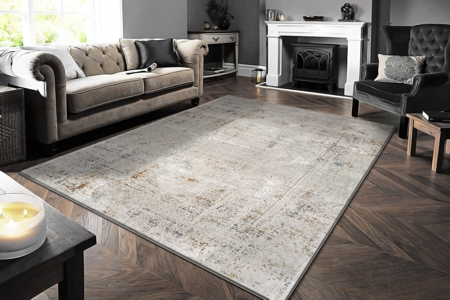 Renaissance Modern Ivory/Multi Abstract Medium Pile Rug