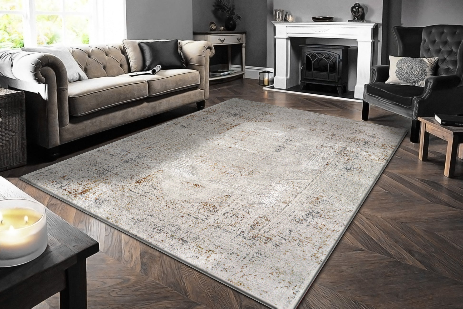 Renaissance Modern Ivory/Multi Abstract Medium Pile Rug