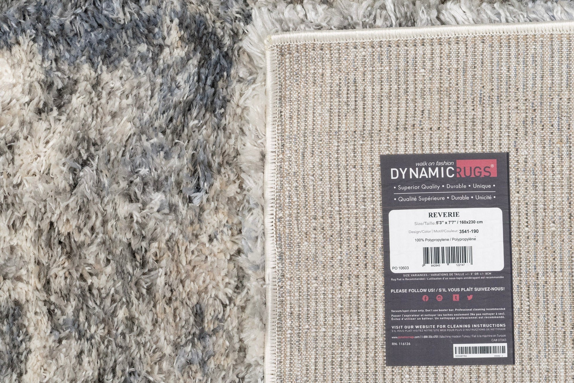 Reverie Contemporary Cream/Grey Geometric High Pile Rug