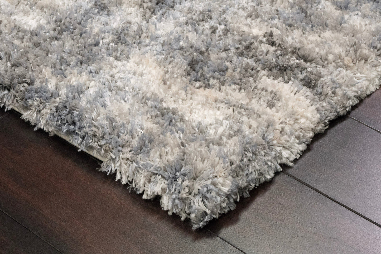 Reverie Contemporary Cream/Grey Geometric High Pile Rug