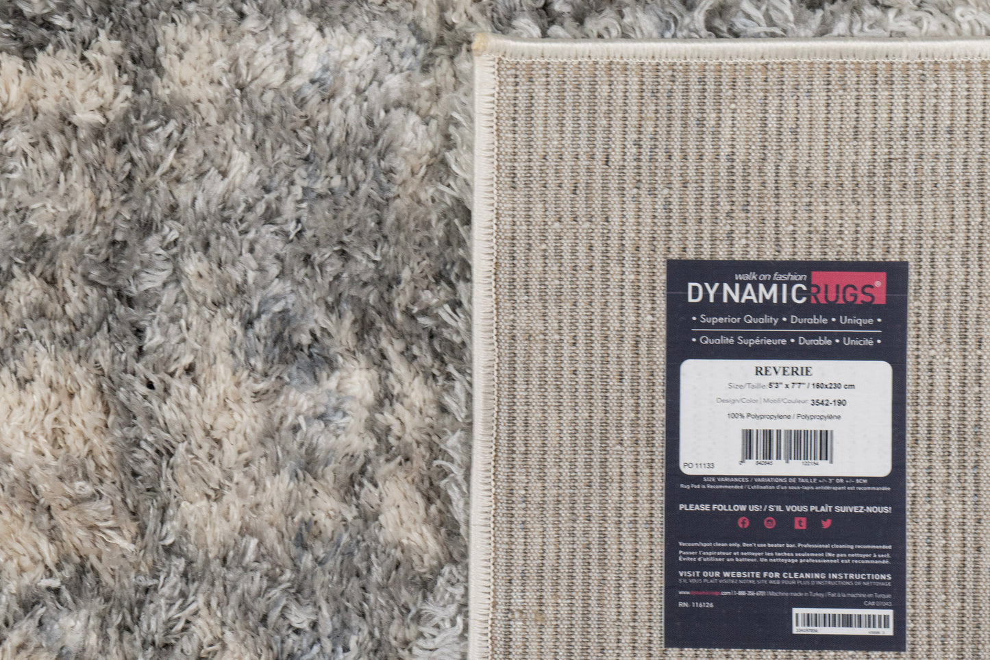 Reverie Contemporary Cream/Grey Geometric High Pile Rug