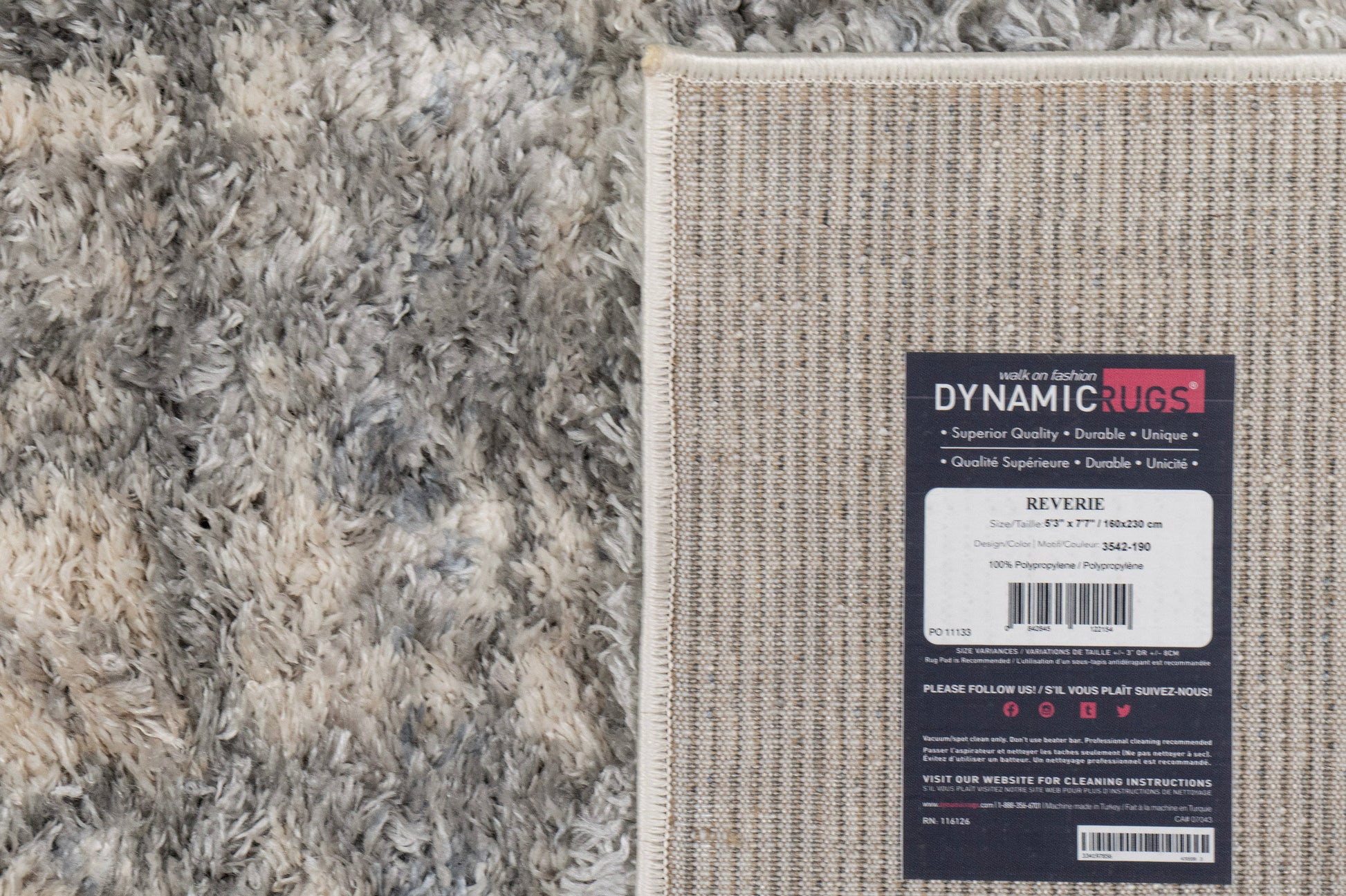 Reverie Contemporary Cream/Grey Geometric High Pile Rug