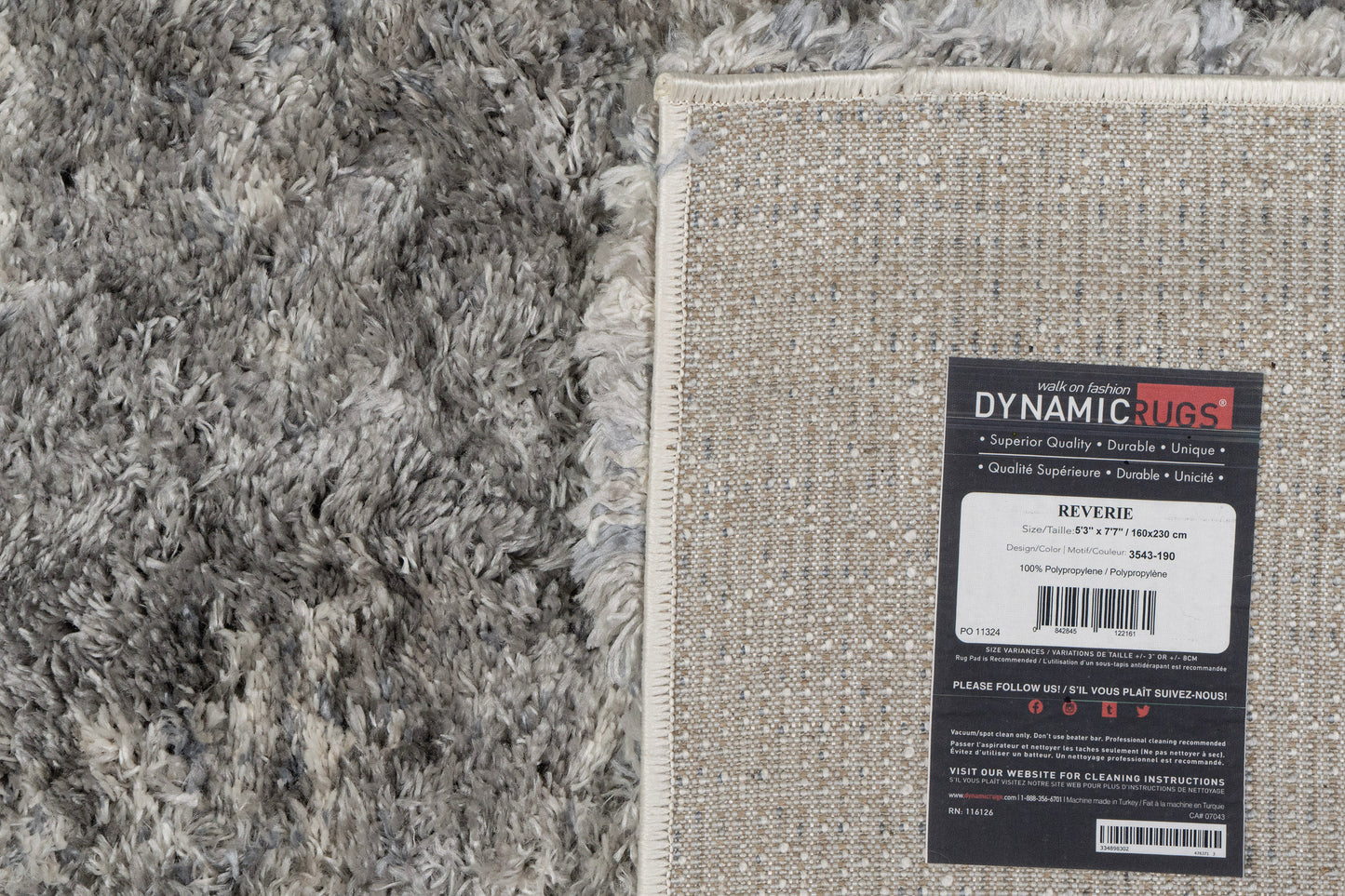 Reverie Contemporary Cream/Grey Geometric High Pile Rug