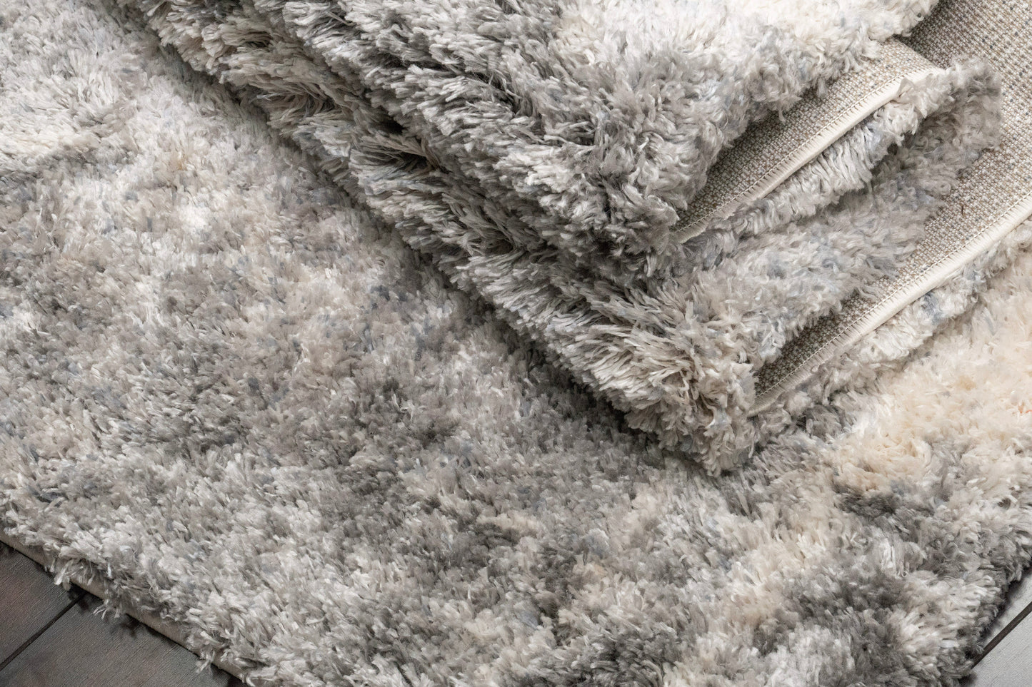 Reverie Contemporary Cream/Grey Geometric High Pile Rug