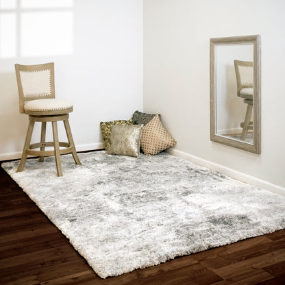 Reverie Contemporary Cream/Grey Geometric High Pile Rug