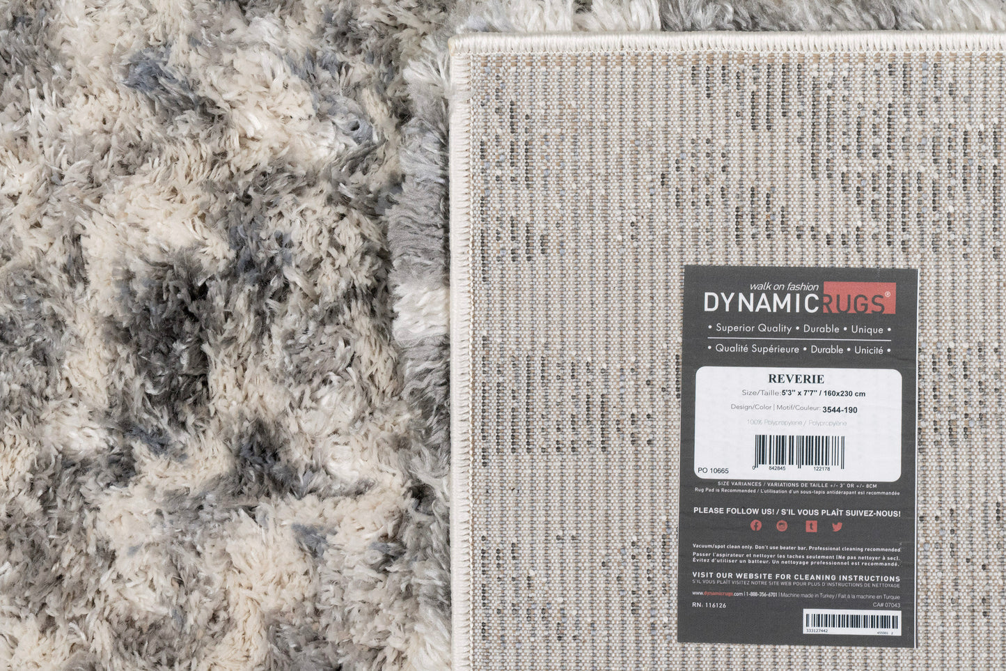 Reverie Contemporary Cream/Grey Geometric High Pile Rug