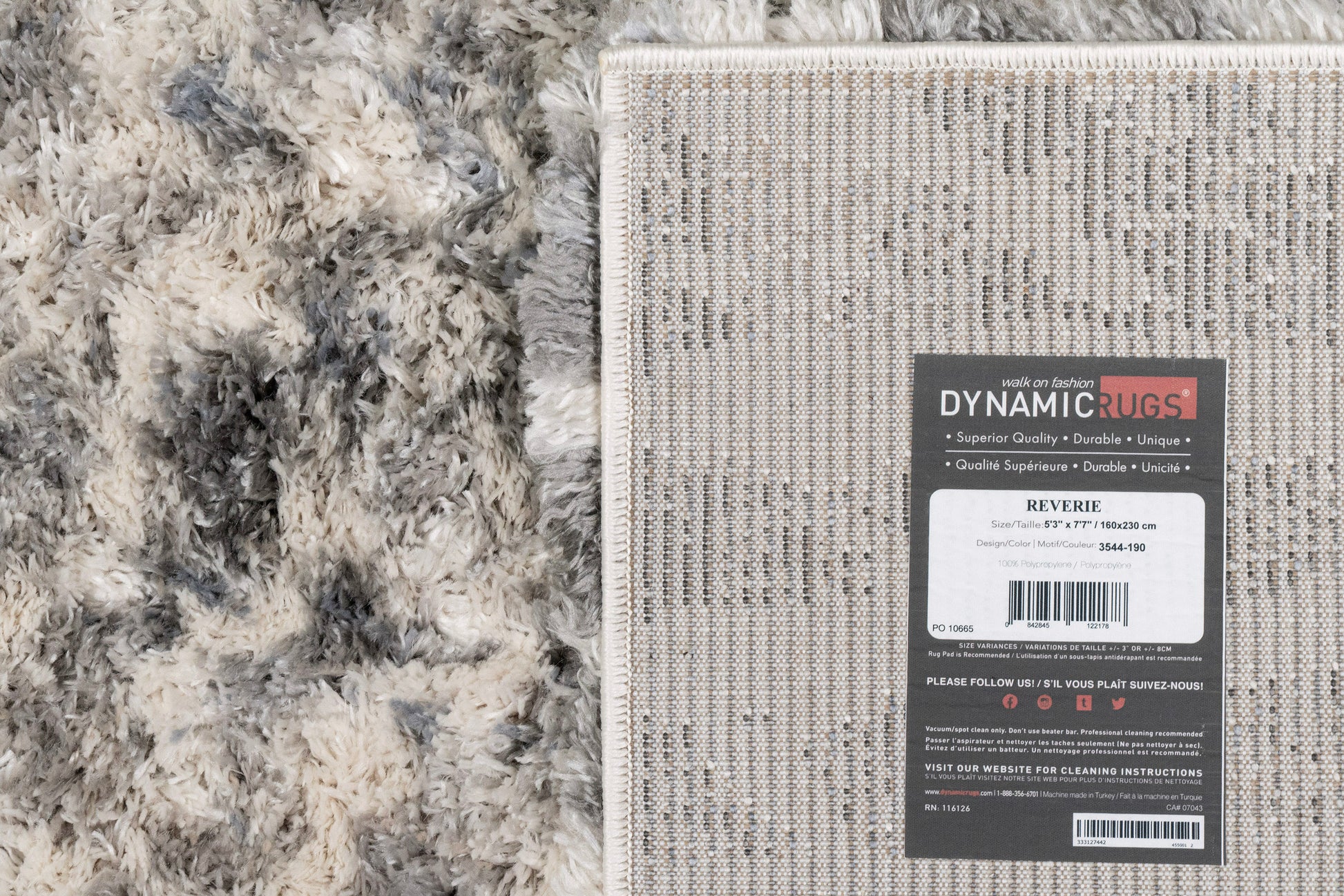 Reverie Contemporary Cream/Grey Geometric High Pile Rug