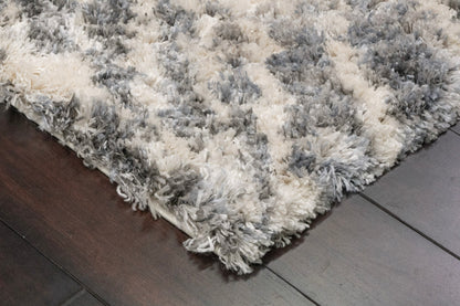 Reverie Contemporary Cream/Grey Geometric High Pile Rug