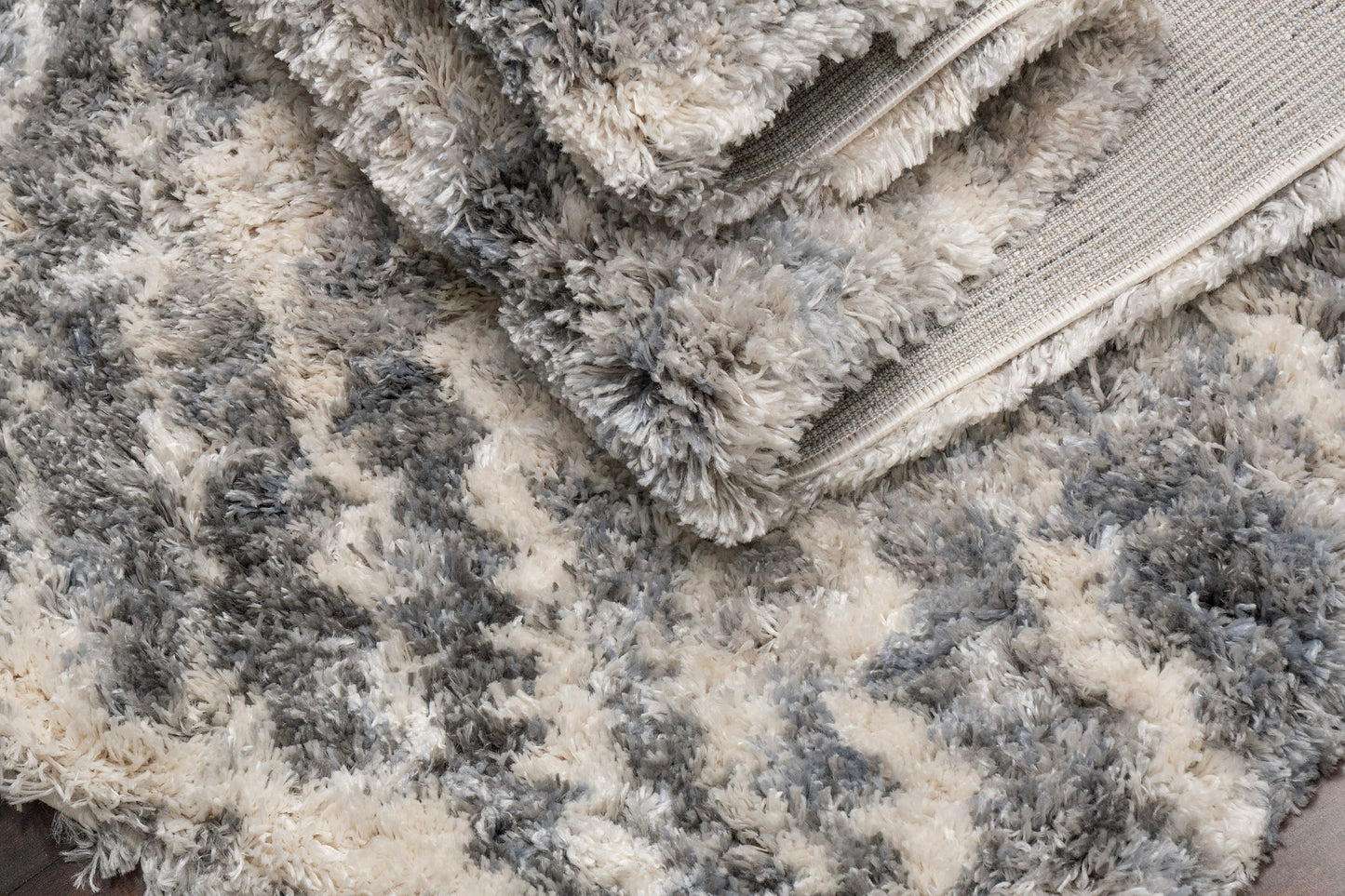 Reverie Contemporary Cream/Grey Geometric High Pile Rug