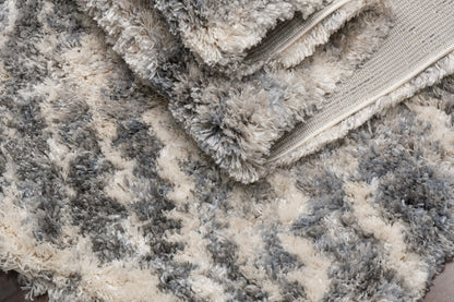 Reverie Contemporary Cream/Grey Geometric High Pile Rug
