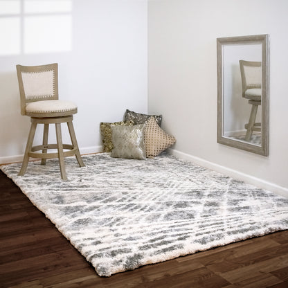 Reverie Contemporary Cream/Grey Geometric High Pile Rug