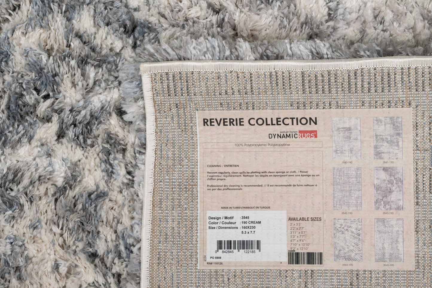 Reverie Contemporary Cream/Grey Geometric High Pile Rug