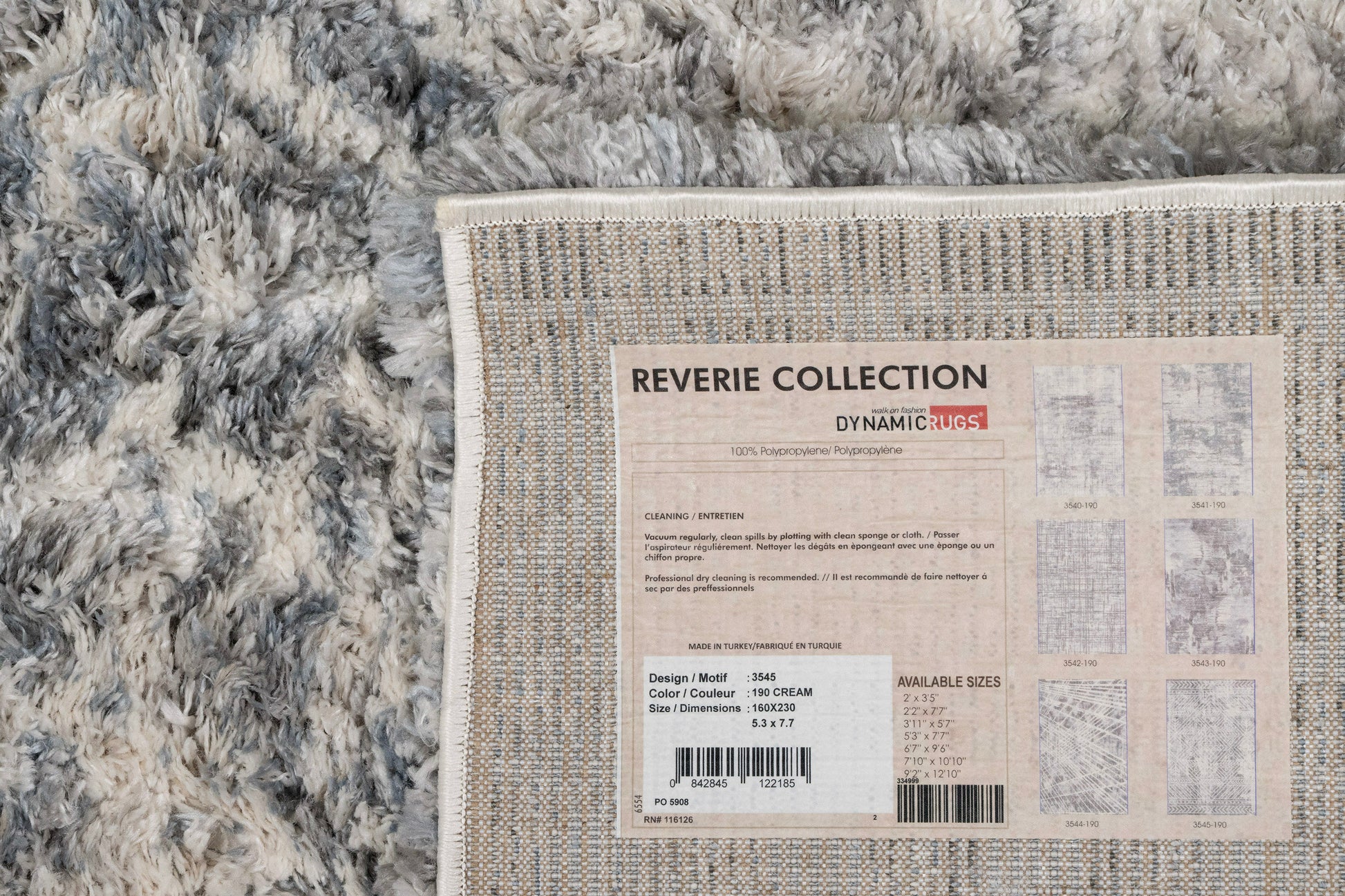 Reverie Contemporary Cream/Grey Geometric High Pile Rug