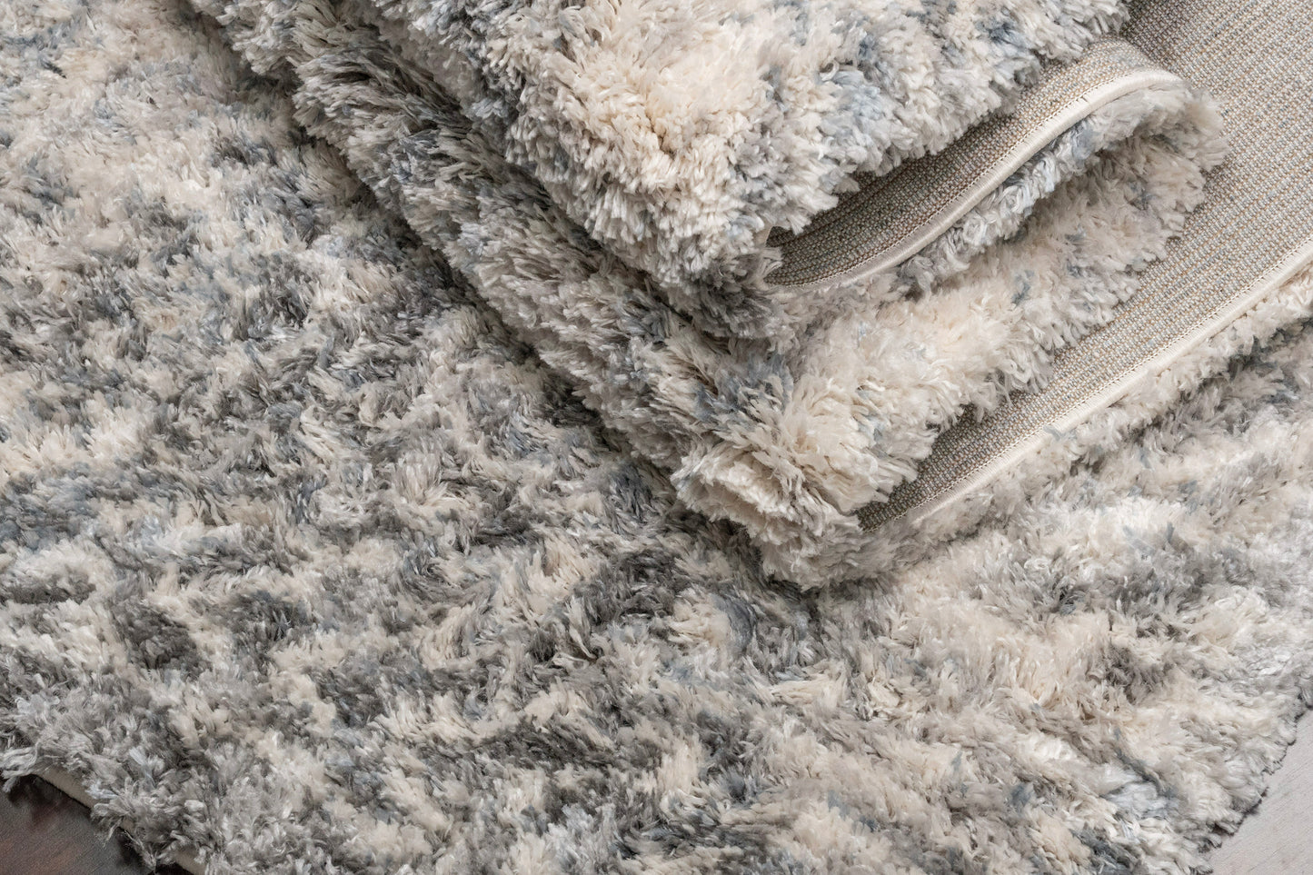 Reverie Contemporary Cream/Grey Geometric High Pile Rug